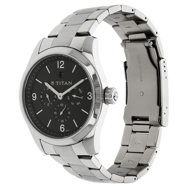 Titan Quartz Analog Black Dial Stainless Steel Strap Watch for Men - image number 1
