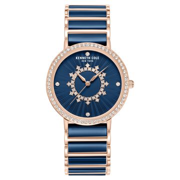 Kenneth Cole Quartz Analog Blue Dial Blue Stainless Steel & Ceramic Strap Watch For Women