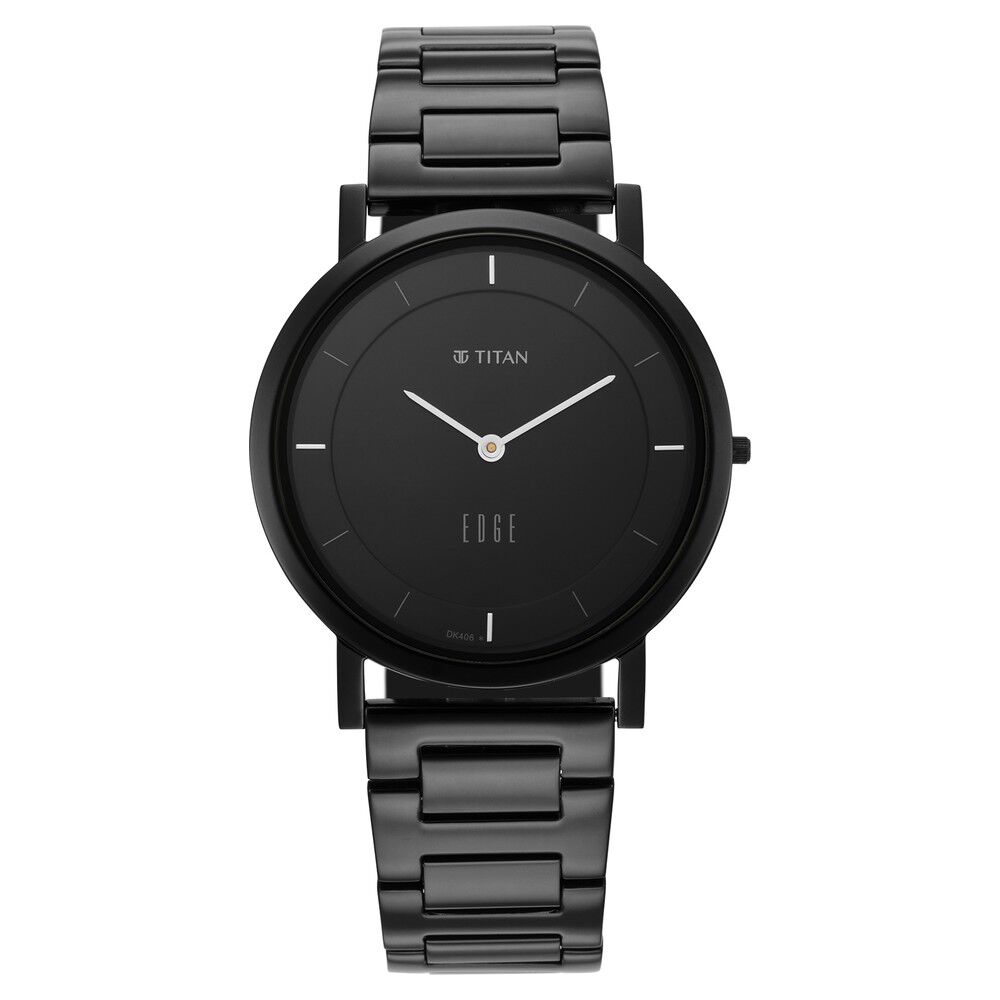Buy Online Titan Edge Slim Stainless Steel Strap Black Dial Analog Watch for Men ns1595nm01 Titan
