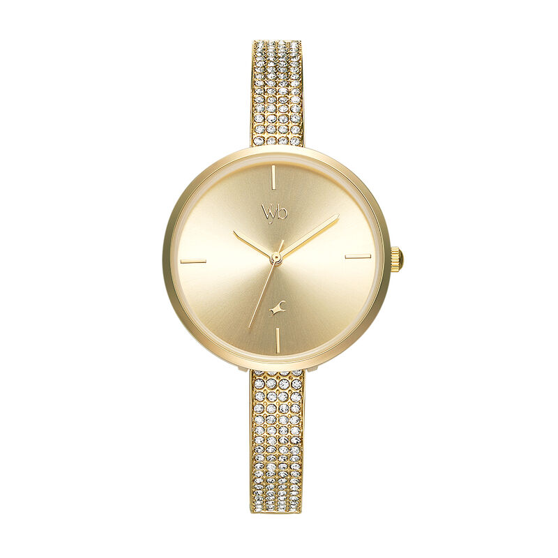 Fastrack Vyb Starlet Quartz Analog Golden Dial Metal Strap Watch for Girls