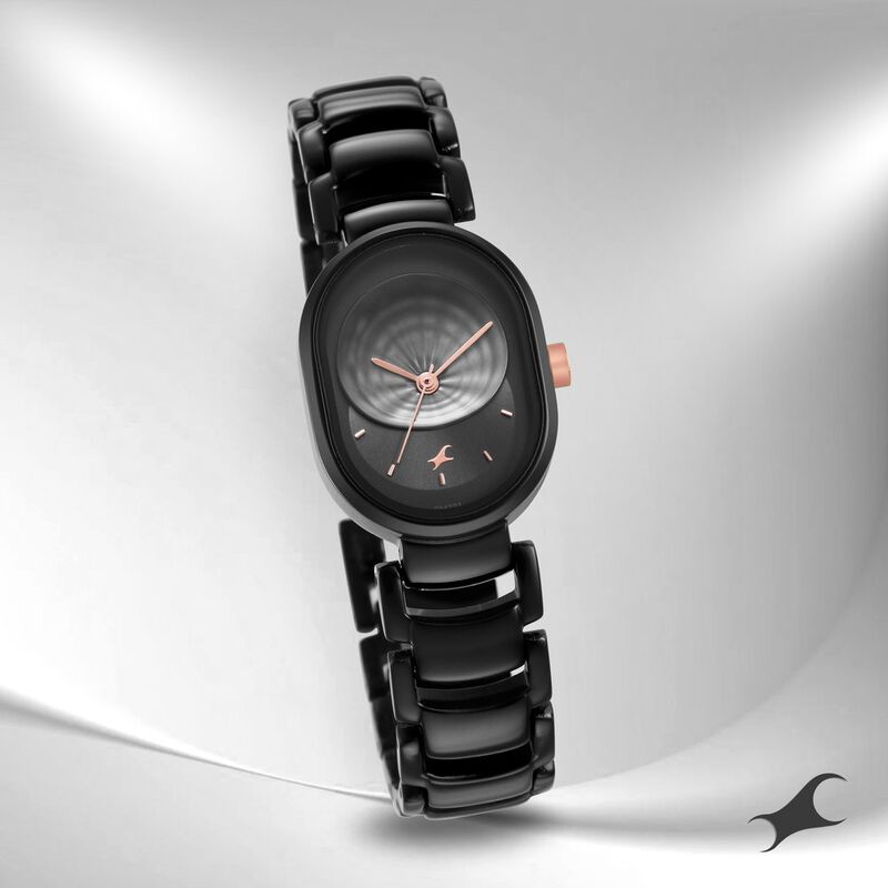 Fastrack Uptown Retreat Quartz Analog Black Dial Metal Strap Watch for Girls