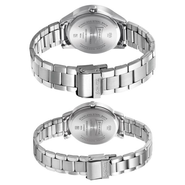 Sonata Quartz Analog with Date Blue Dial Metal Strap Watch for Couple - image number 3