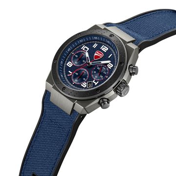 Ducati Quartz Chronograph Blue Dial Black Silicone Strap Watch For Men