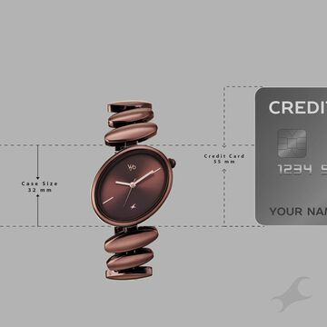 Vyb Successor By Fastrack Quartz Analog Brown Dial Brown Metal Strap Watch For Girls
