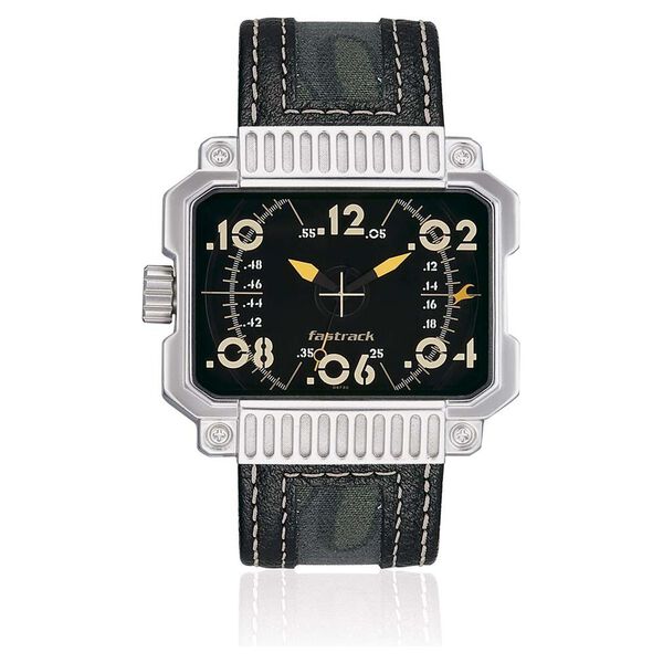 Fastrack Quartz Analog Black Dial Leather Strap Watch for Guys - image number 0