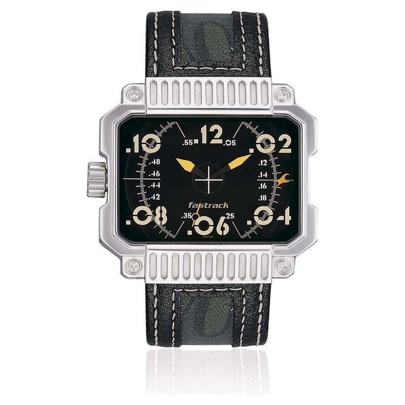 Fastrack Quartz Analog Black Dial Leather Strap Watch for Guys