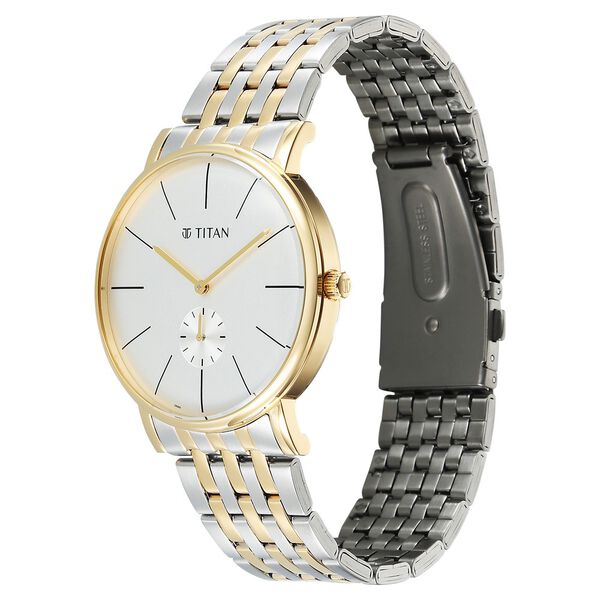 Titan Elegance Analog with Small Second and White Dial Stainless Steel Two Toned Strap Watch for Men - image number 2