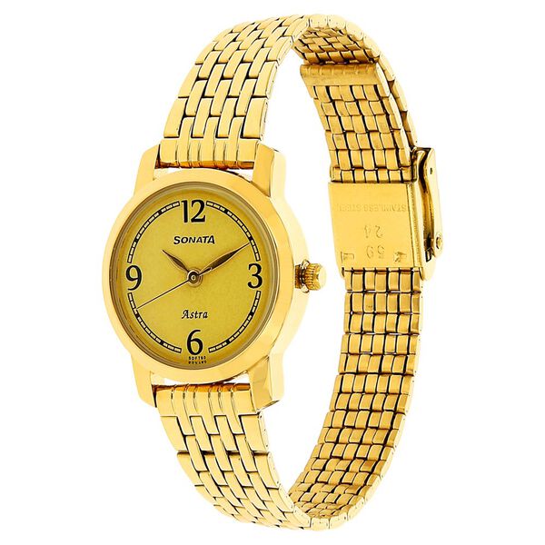 Sonata Quartz Analog Champagne Dial Stainless Steel Strap Watch for Women - image number 1