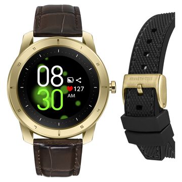 Kenneth Cole Smart Black Dial Silicone Strap Unisex Watch With Brown Strap
