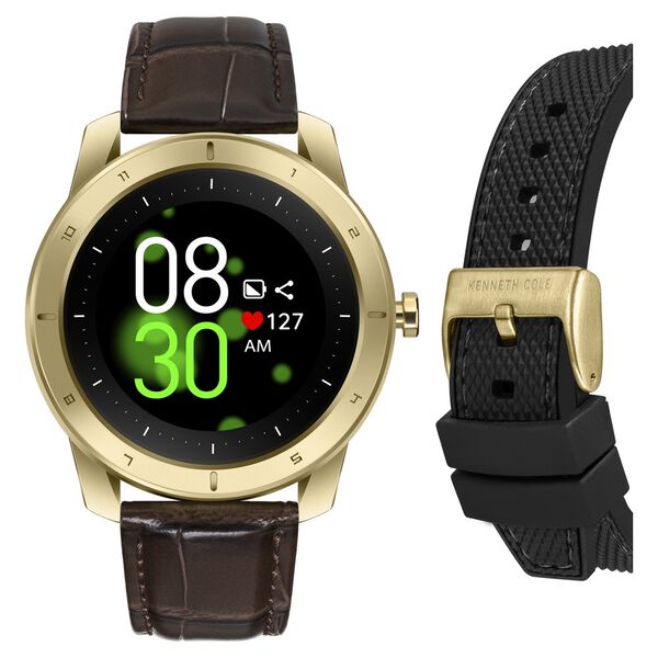 Kenneth Cole Smart Black Dial Silicone Strap Unisex Watch With Brown Strap - image number 0