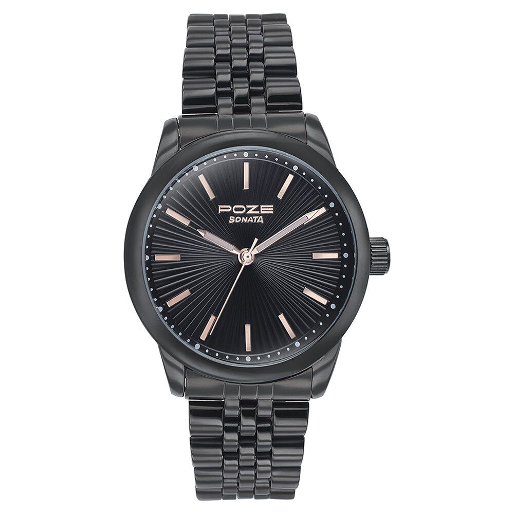 Sonata black stainless steel watch new arrivals