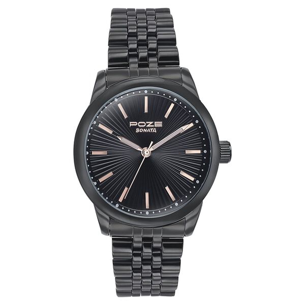 Sonata Poze Quartz Analog Black Dial Black Color Stainless Steel Strap Watch For Men - image number 1