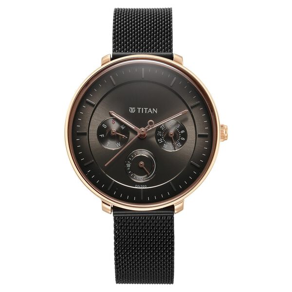 Titan Noir Anthracite Dial Women Watch With Stainless Steel Strap - image number 1