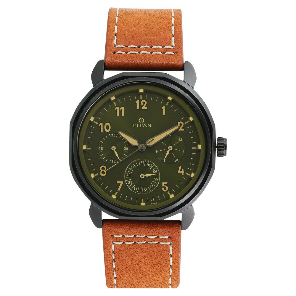 Buy Online Titan Quartz Multifunction Green Dial Stainless Steel Strap watch for Men nn1753nl01 Titan
