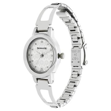 Sonata Pankh Silver Dial Women Watch With Stainless Steel Strap
