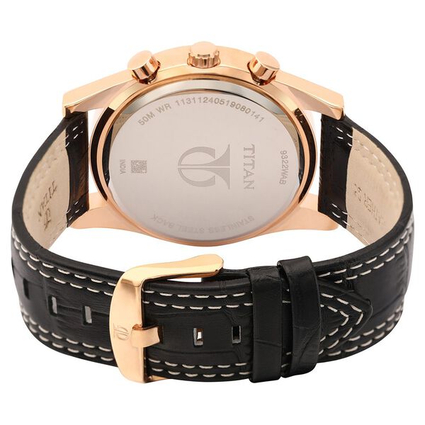 Titan Quartz Chronograph Black Dial Leather Strap Watch for Men - image number 4