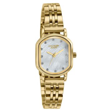Poze By Sonata Quartz Analog White Mother of Pearl Dial Golden Stainless Steel Strap Watch For Women