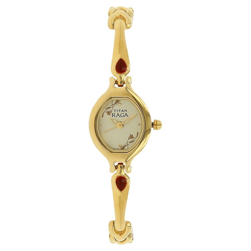 Titan Raga Flora Champagne Dial Analog Metal Strap watch for Women