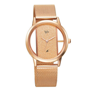 Fastrack Vyb Runway Quartz Analog Rose Gold Dial Stainless Steel Strap Watch for Girls