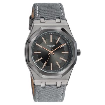 Poze Poze Quartz Analog Grey Dial Grey Denim Strap Watch For Men