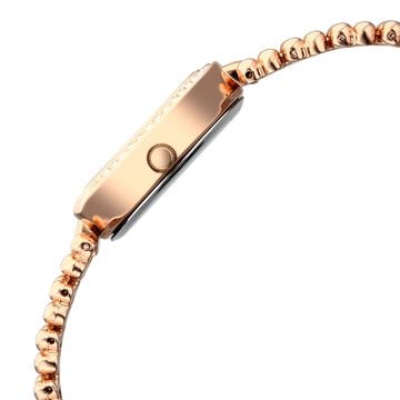 Vyb Iconique By Fastrack Quartz Analog Silver Dial Rose Gold Metal Strap Watch For Girls
