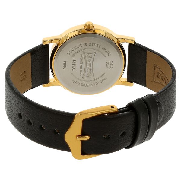 Sonata Quartz Analog Champagne Dial Leather Strap Watch for Men - image number 3