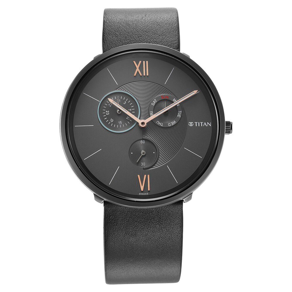 Buy Online Titan Slim Quartz Multifunction Grey Dial Quartz Stainless Steel Strap Watch for Men 1877ql01 p Titan