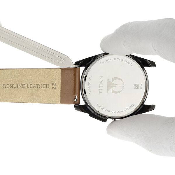 22 mm Brown Genuine Leather Strap for Men - image number 5