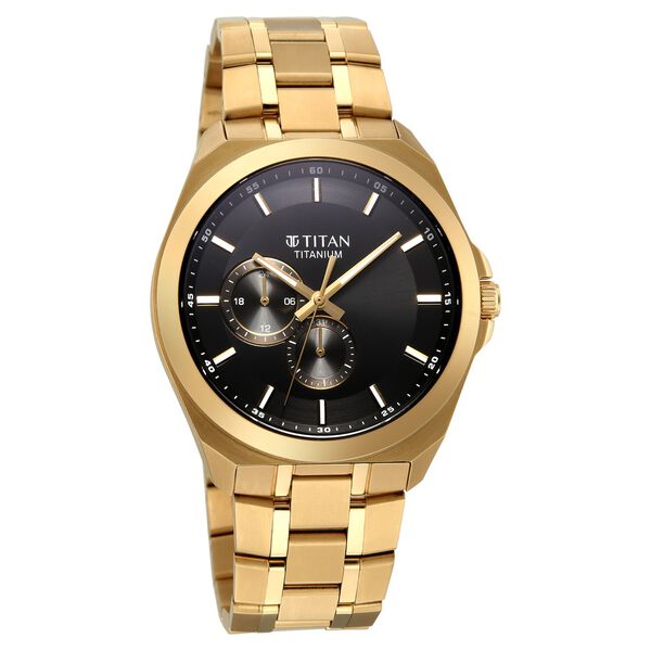 Titan Classique Titanium Sapphire  Multifunction Anthracite Dial Champagne Titanium Strap Watch For Men - image number 1
