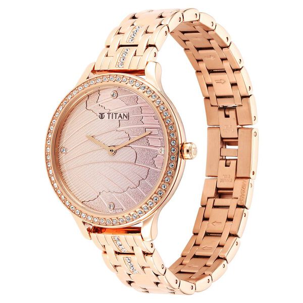 Glitz Rose Gold Dial Stainless Steel Strap Watch for Women - image number 2