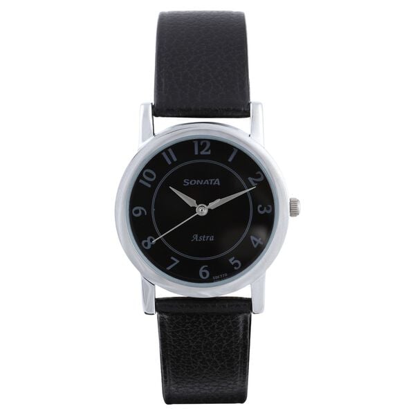 Sonata Quartz Analog Black Dial Leather Strap Watch for Men - image number 0