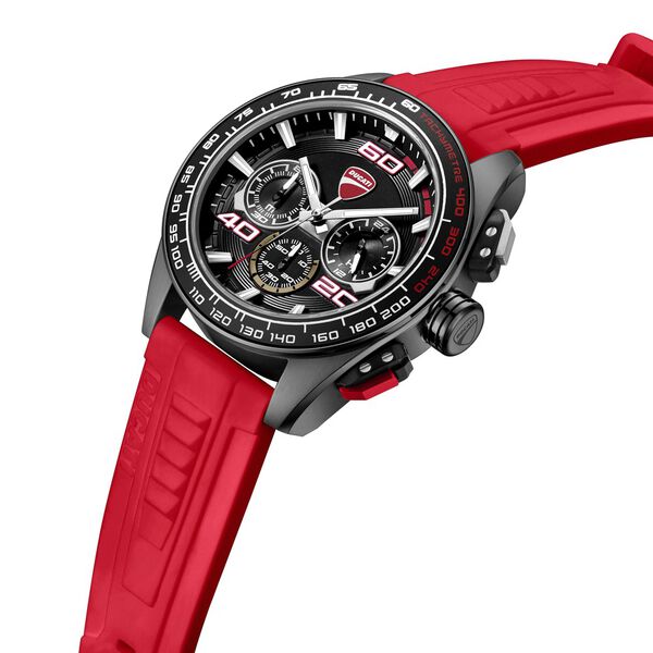 Ducati Quartz Chronograph Black Dial Red Silicone Strap Watch For Men - image number 1