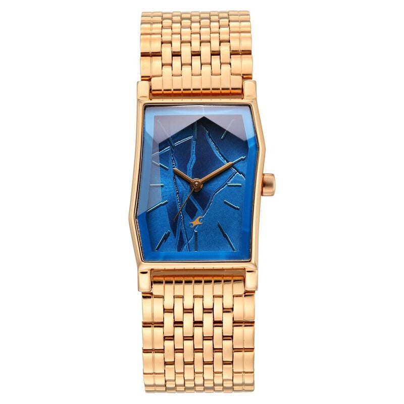 Fastrack Oceanyx 2.0 Analog Watch for Women with Blue Dial & Rose Gold Metal Strap