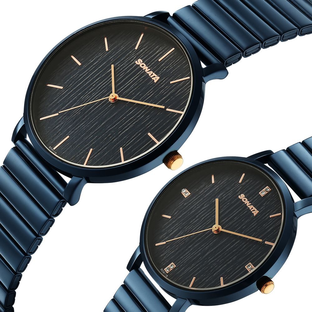 Buy Online Sonata Soulmate Quartz Analog Blue Dial Blue Stainless