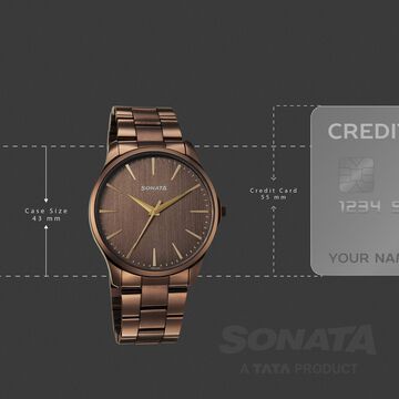 Sonata Traditional Essentials Quartz Analog Brown Dial Brown Metal Strap Watch For Men