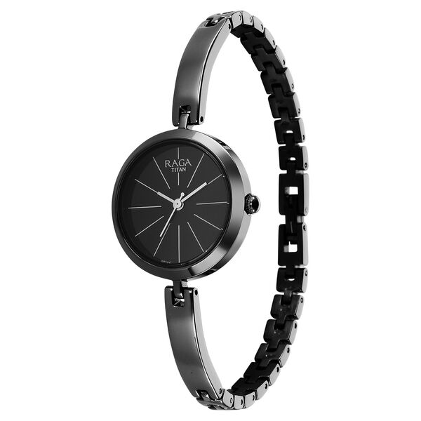 Titan Raga Viva Quartz Analog Black Dial Grey Metal Strap Watch for Women - image number 2
