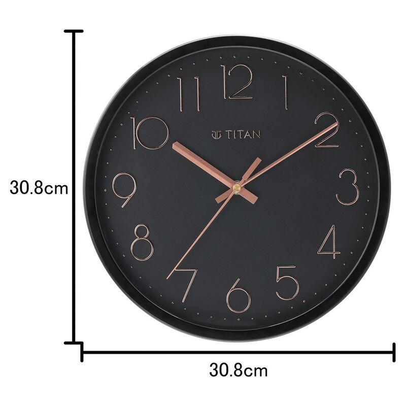 Titan Classic Black Wall Clock with Silent Sweep Technology - 30.8 cm x 30.8 cm (Medium) - image number 3