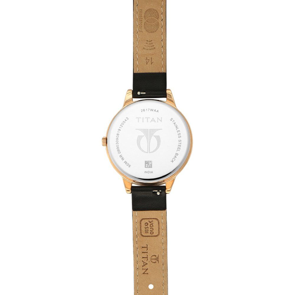 Buy Online Titan Pay Black Dial Quartz Multifunction Leather Strap watch for Women 2617wl04 Titan