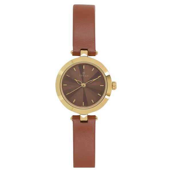 Titan Quartz Analog Brown Dial Leather Strap Watch for Women - image number 0