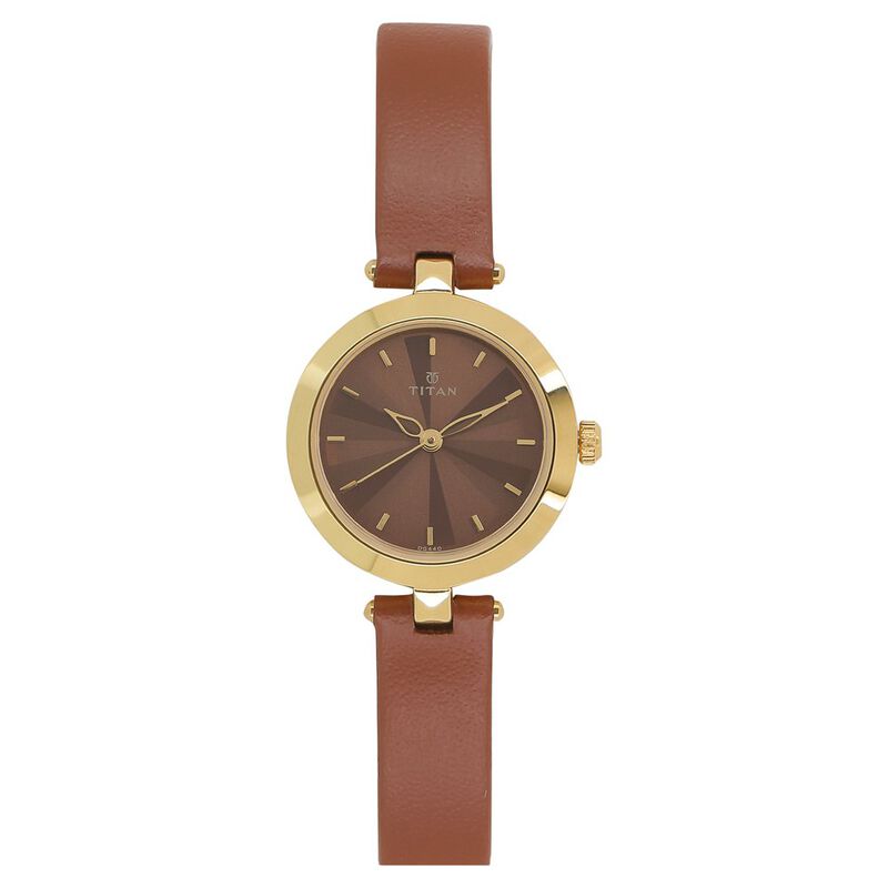 Titan Quartz Analog Brown Dial Leather Strap Watch for Women