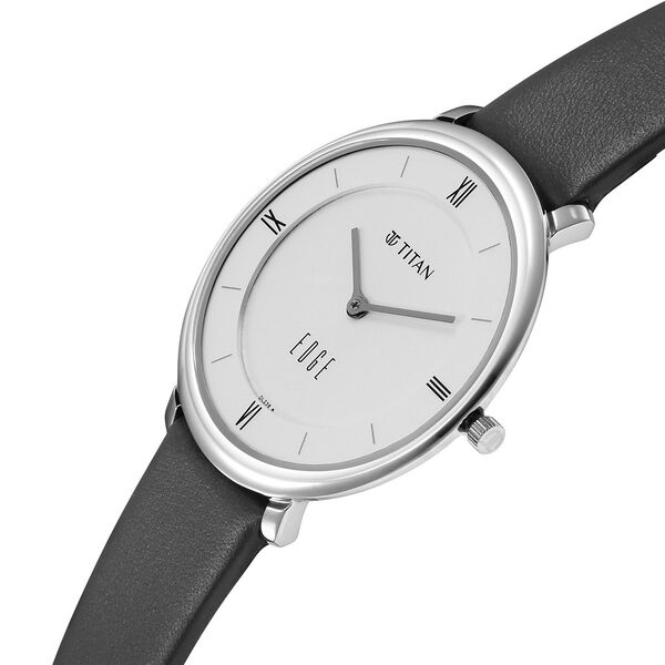 Titan Edge Quartz Analog Grey Dial Grey Leather Strap Watch For Women - image number 1