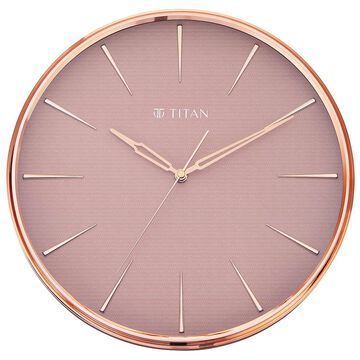 Titan Contemporary Rustic Pink Wall Clock in a Glossy Finish with a Textured Dial 32.5 x 32.5 cm (Medium)
