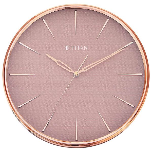 Titan Contemporary Rustic Pink Wall Clock in a Glossy Finish with a Textured Dial 32.5 x 32.5 cm (Medium) - image number 1