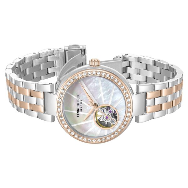 Kenneth Cole Automatic Automatic Mother Of Pearl Dial Two Toned Stainless Steel Strap Watch For Women - image number 2