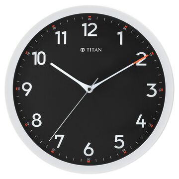 Titan Contemporary Black Wall Clock with Silent Sweep Technology - 30 cm x 30 cm (Medium)