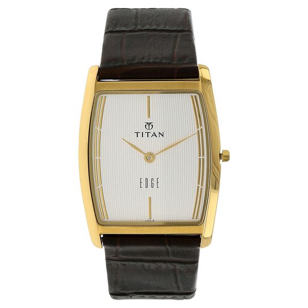 Titan Edge Quartz Analog White Dial Leather Strap Watch for Men - image number 0