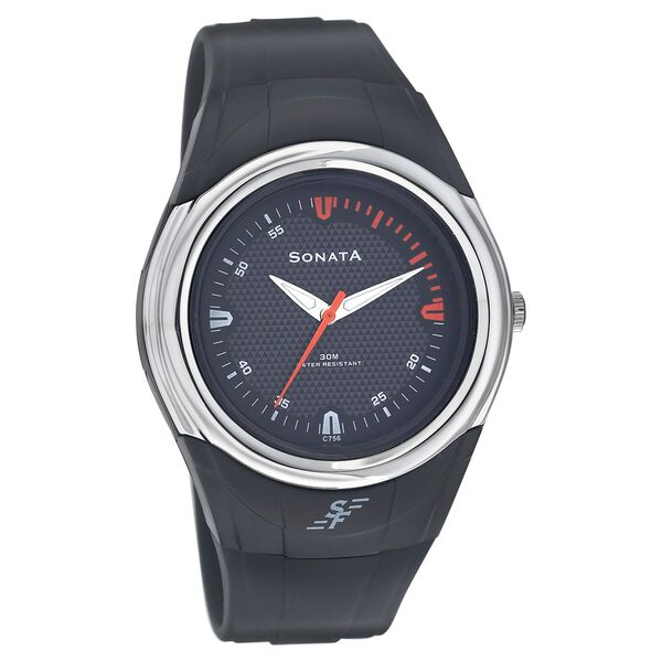 Sonata Quartz Analog Black Dial Strap Watch for Men - image number 0