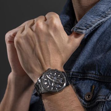 Police Quartz Multifunction Blue Dial Grey Stainless Steel Strap Watch For Men