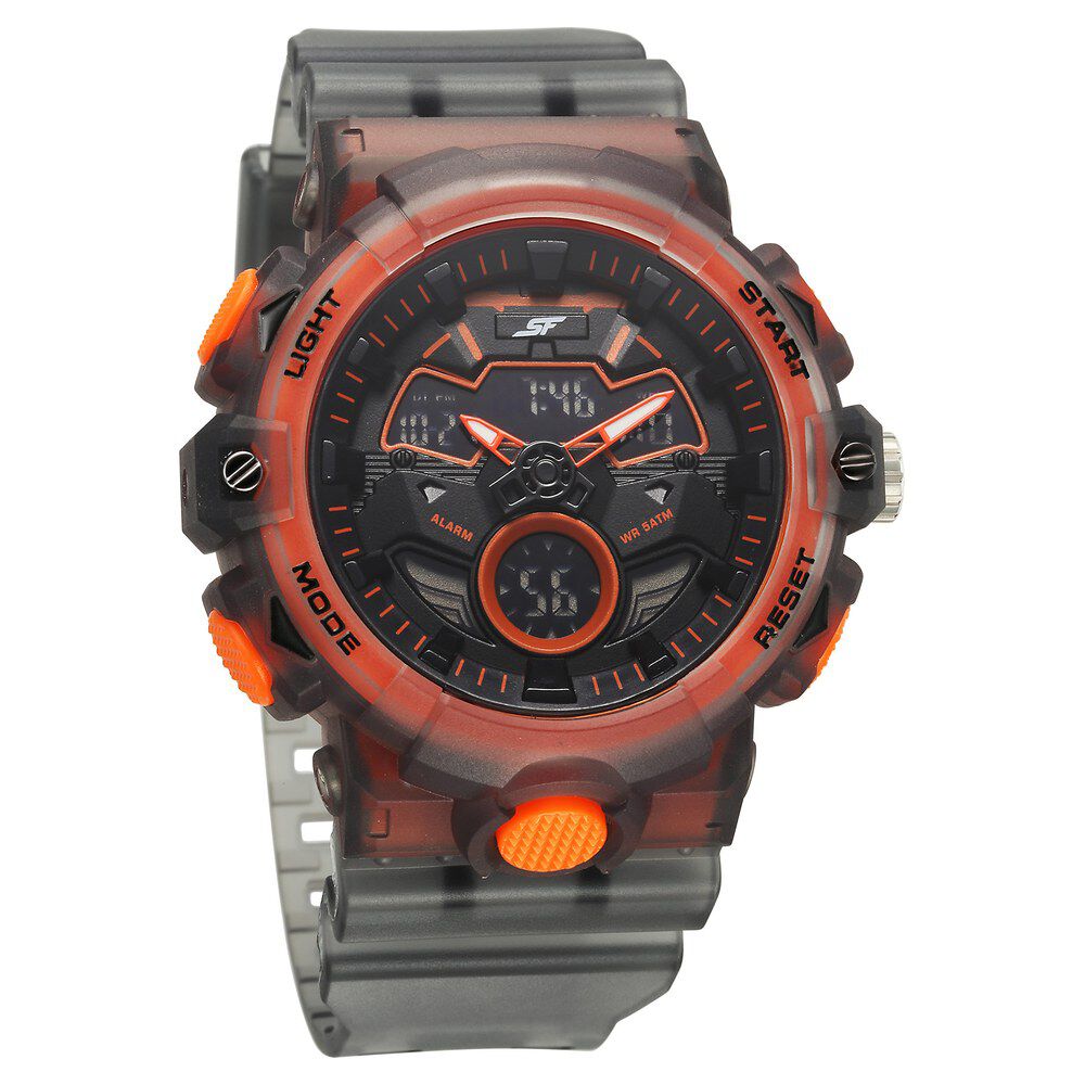 SF Analog Digital Orange Dial PU Strap Watch For Men-picture-24