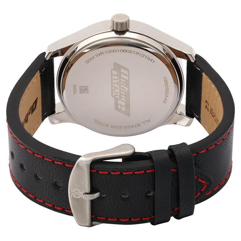 Titan Octane Black Dial Quartz Multifunction Leather Strap watch for Men - image number 4